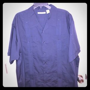 Men’s Navy Blue Guayabera Shirt